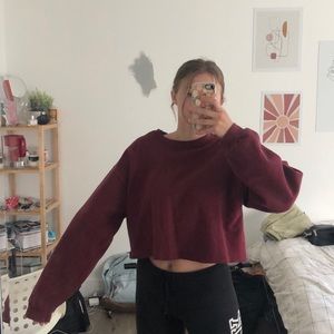 Burgundy Cropped Crewneck